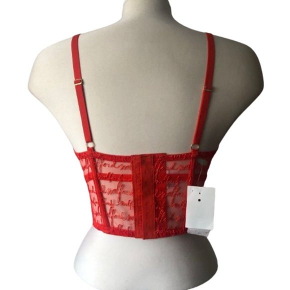 NWT Wolford Logo Obsessed Bustier Crop Top in Red Glow Size 34D - Picture 5 of 17